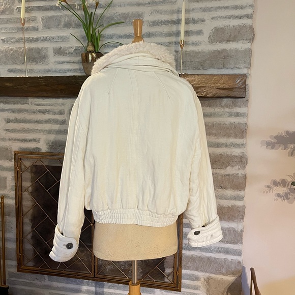 Thick ivory linen bomber jacket soft free people - Picture 3 of 10